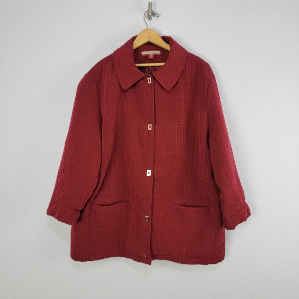 Tudor Court by Haband Red Quilted Snap Button Jacket Size 2X - Picture 6 of 14